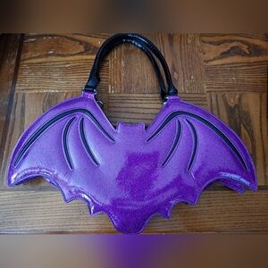 TOO FAST Purple Glitter Bat Purse